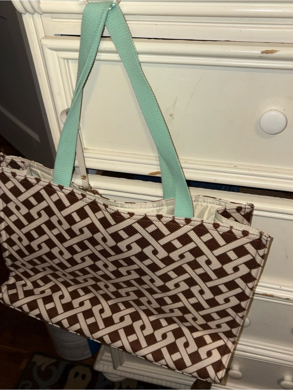 Spartina 449 Brown & White Woven-Pattern Madison market tote - Picture 3 of 4